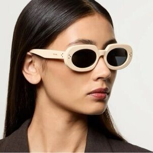 New! Celine Beige Oval Sunglasses CL40276U 25A, Authentic